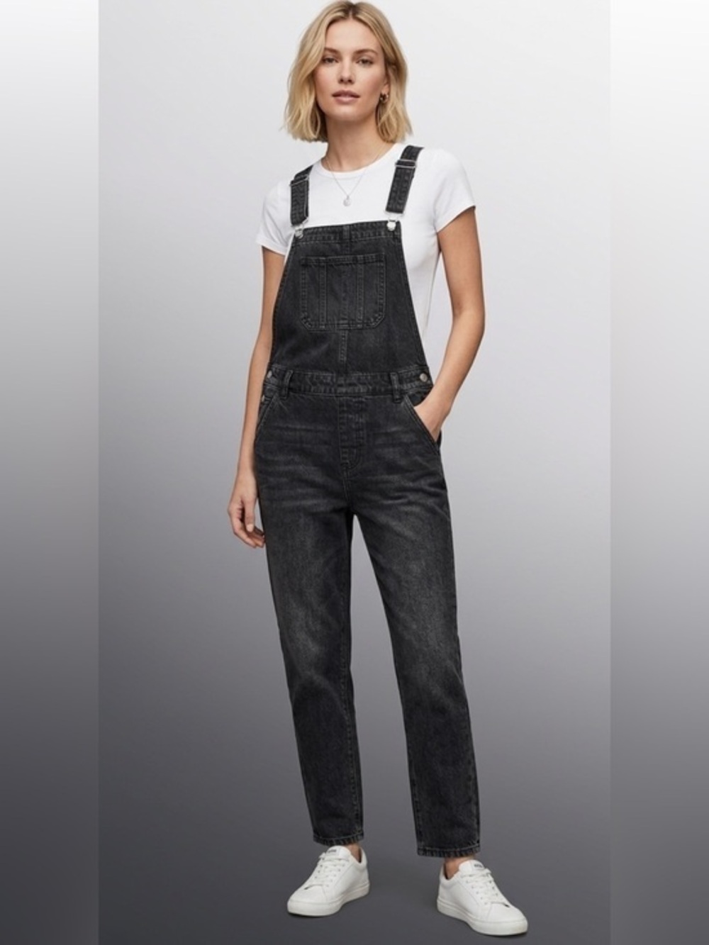 Black Women's Denim Overalls Size 4 Cotton Blend